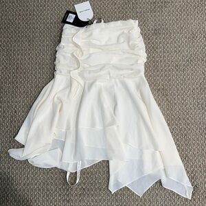 asymmetrical white skirt